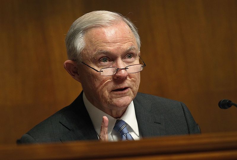 Sen. Jeff Sessions makes remarks before DHS officials, January 2016. Photo accessed via Wikimedia Commons.